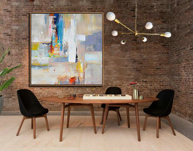 Oversized Palette Knife Painting Contemporary Art On Canvas,Original Abstract Painting Canvas Art,Blue,Yellow,Nude,Pink,Red
